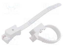 Cable strap clip; L: 120mm; 50pcs; -15÷80°C; StrapLock; Body: white
