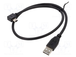 Cable; USB 2.0; USB A plug,USB B mini plug 90° left/right; 0.5m