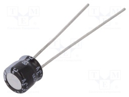 Capacitor: electrolytic; THT; 47uF; 6.3VDC; Ø5x5mm; Pitch: 2mm; ±20%