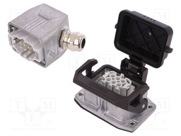 Connector: HDC; Type: with cable gland; Pitch: 44x27mm; 500V; 16A