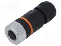 Connector: M12; plug; PIN: 4; female; D code-Ethernet; for cable