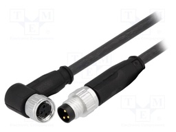Cable: for sensors/automation; M8-M8; male; female; PIN: 3; plug