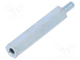 Screwed spacer sleeve; Int.thread: M2,5; 25mm; Ext.thread: M2,5