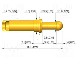 Test needle; Spring compression: 2.8mm; 3.5mm; 8A; CuBe; Ø: 2.3mm