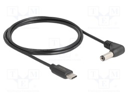 Cable; USB C plug,DC 5,5/2,1 plug; angled,straight; black; 1.5m
