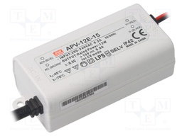 Power supply: switched-mode; LED; 12W; 15VDC; 0.8A; 180÷264VAC