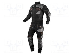 Protective coverall; Size: L; black-grey; HD; slim; 285g/m2