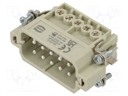 Heavy Duty Connector, Han A Series, Insert, 10 Contacts, 10A, Plug
