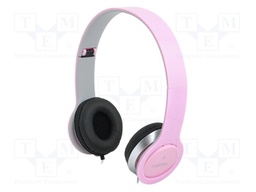 Headphones with microphone; pink; Jack 3,5mm; 20÷20000Hz; 32Ω