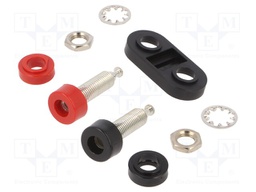 Socket; 4mm banana; 15A; 2.5kV; black; tinned; on panel; double