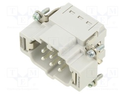 Heavy Duty Connector, HEAVYCON Series, Insert, 6+PE Contacts, B6, Plug, Push Lock Pin
