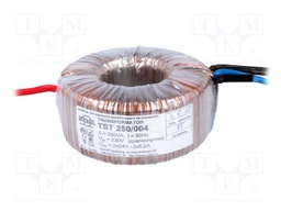 Transformer: toroidal; 250VA; 230VAC; 24V; 24V; 5.2A; 5.2A; 2.4kg