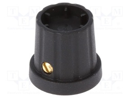 Knob; with flange; plastic; Shaft d: 6.35mm; Ø16.5x19.2mm; black
