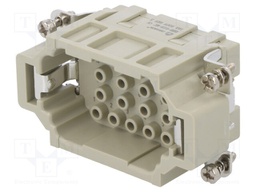 Connector: HDC; contact insert; male; DEE; PIN: 18; 18+PE; size D10B