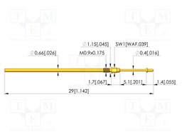 Test needle; Spring compression: 4mm; 5mm; 3A; CuBe; gold-plated