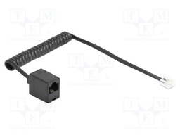 Cable: telephone; coiled; RJ11 plug,RJ45 socket; black; 32AWG