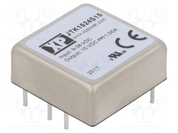 Isolated Board Mount DC/DC Converter, 4:1 Input, ITE, 1 Output, 15 W, 15 V, 1 A