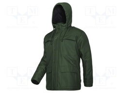 Work jacket; Size: XXL; green; furlined,with a hood; 140g/m2