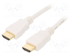 Cable; HDMI 2.0; HDMI plug,both sides; 1.8m; white; 30AWG; Core: Cu
