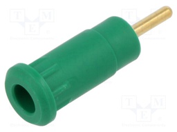 Socket; 2mm banana; 10A; 29mm; green; soldered,on panel; insulated