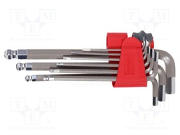 Wrenches set; hex key,spherical; S2 steel; 9pcs.
