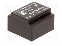 Transformer: encapsulated; 0.35VA; 230VAC; 24V; 15mA; Mounting: PCB