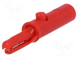 Crocodile clip; 3A; 60VDC; red; Overall len: 53mm; Contacts: brass
