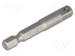 Adapter; Overall len: 50mm; Mounting: 1/4" (E6,3mm),square 1/4"