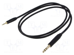 Cable; Jack 3.5mm plug,Jack 6,3mm plug; 1.5m; black; Øcable: 6mm