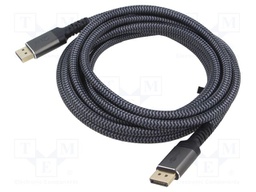 Cable; DisplayPort plug,both sides; textile; Len: 2m; black-grey