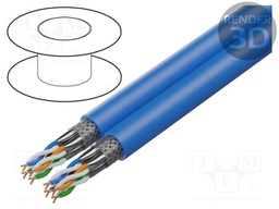 Wire; S/FTP; 8x2x22AWG; 7a; wire; Cu; LSZH; blue; 50m; Øcable: 8mm