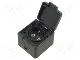 Connector: AC supply; socket; 2P+PE; 250VAC; 16A; dark grey; PIN: 3
