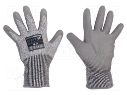 Protective gloves; Size: 8,M; grey; HPPE,polyester; Opty