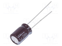 Capacitor: electrolytic; low impedance; THT; 1uF; 200VDC; ±20%