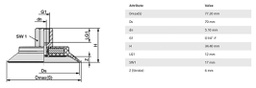 Suction cup; 70mm; 61.3g; G 1/4 F; Shore hardness: 60; 18cm3; SUF