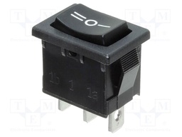 ROCKER; SP3T; Pos: 3; (ON)-ON-(OFF); 8A/250VAC; black; none; R1966