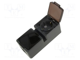 Connector: AC supply; socket; 2P+PE; 250VAC; 16A; brown; wall mount