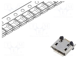 Socket; USB B micro; SMT; PIN: 5; vertical; USB 2.0; 1.8A