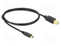 Cable; USB 2.0; USB B plug,USB C plug; 1m; black; 24AWG,30AWG
