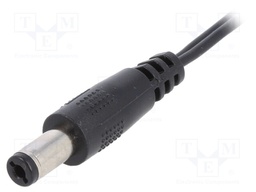 Cable; wires,DC 5,5/2,1 plug; straight; 0.5mm2; black; 0.25m