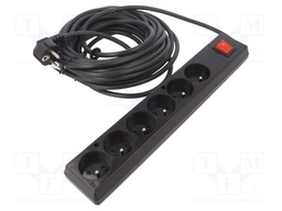 Extension lead; Sockets: 6; PVC; black; 3x1,5mm2; 10m; 16A