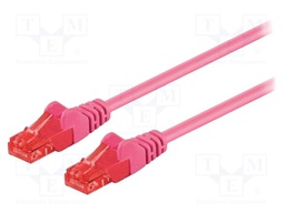 Patch cord; U/UTP; 6; stranded; CCA; PVC; pink; 2m; 24AWG