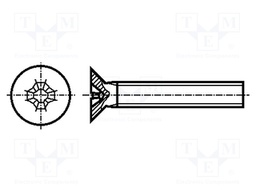 Screw; M2x16; 0.4; Head: countersunk; Phillips; PH1; DIN 965A