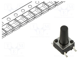 Microswitch TACT; SPST; Pos: 2; 0.05A/12VDC; SMT; 1.57N; 6x6x3.5mm