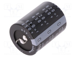 Capacitor: electrolytic; SNAP-IN; 820uF; 450VDC; Ø35x45mm; ±20%