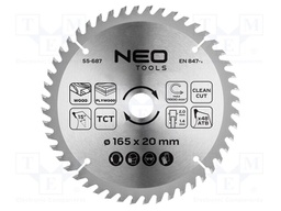Cutting wheel; Ø: 165mm; Teeth: 48; Holder: assembly hole; 20mm