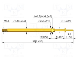 Test needle; Spring compression: 4mm; 5mm; 8A; CuBe; gold-plated