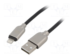 Cable; USB 2.0; Apple Lightning plug,USB A plug; 1m; black
