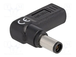 Adapter; USB C socket,DC 7,4/5,0 plug; black; angular; 3A