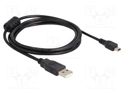 Cable; USB 2.0; USB A plug,USB B mini plug; 1.5m; black; 480Mbps